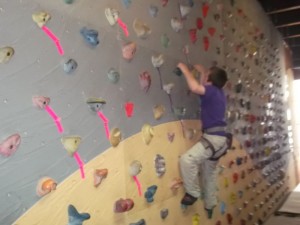 Here's August in the "bouldering" section next to the party room